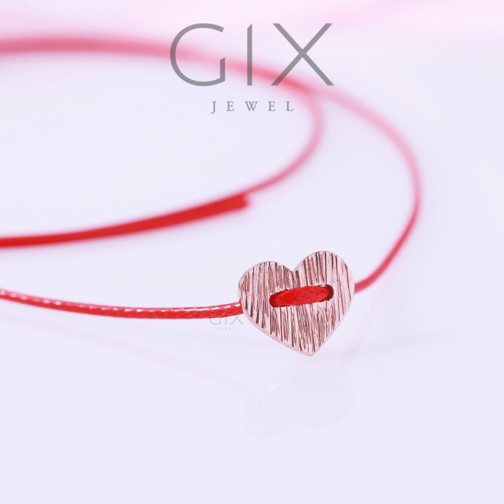Vòng tay bạc sợi chỉ đỏ hình trái tim Gix Jewel