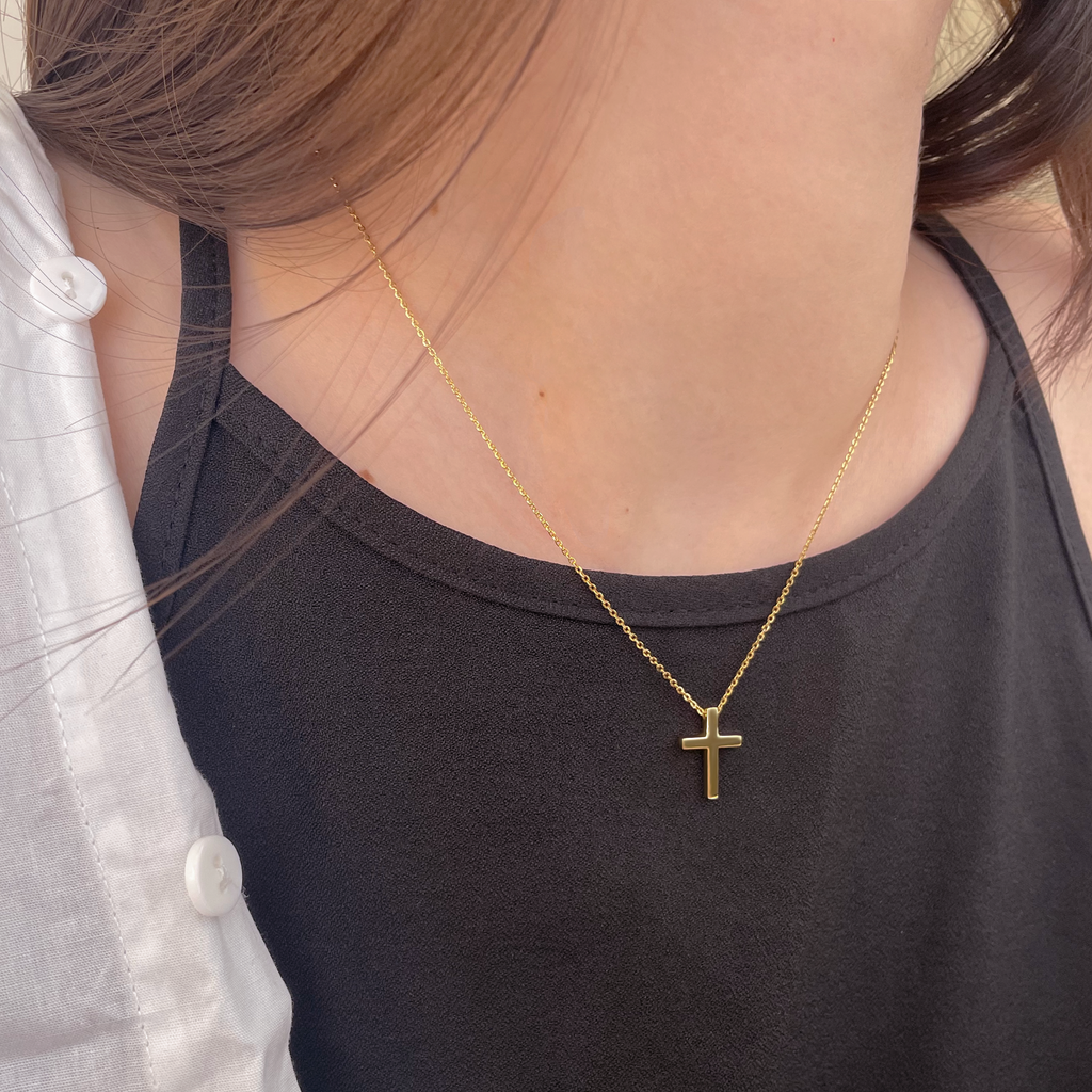  Dây chuyền chữ thập trơn cho nam nữ bạc ý 925 sợi nhỏ nhuyễn ôm sát cổ Gix 