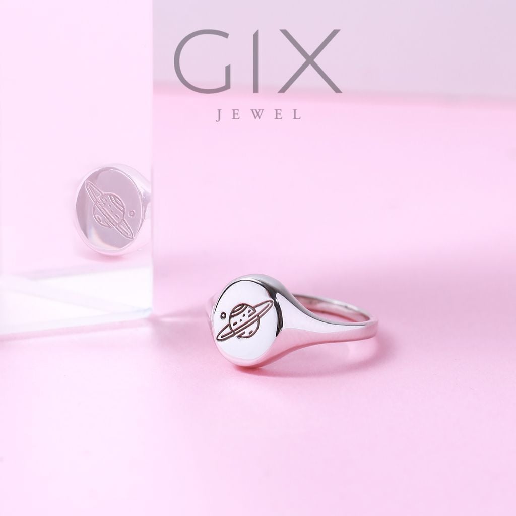 Nhẫn signet ring bạc hình tiểu hành tinh Gix Jewel 