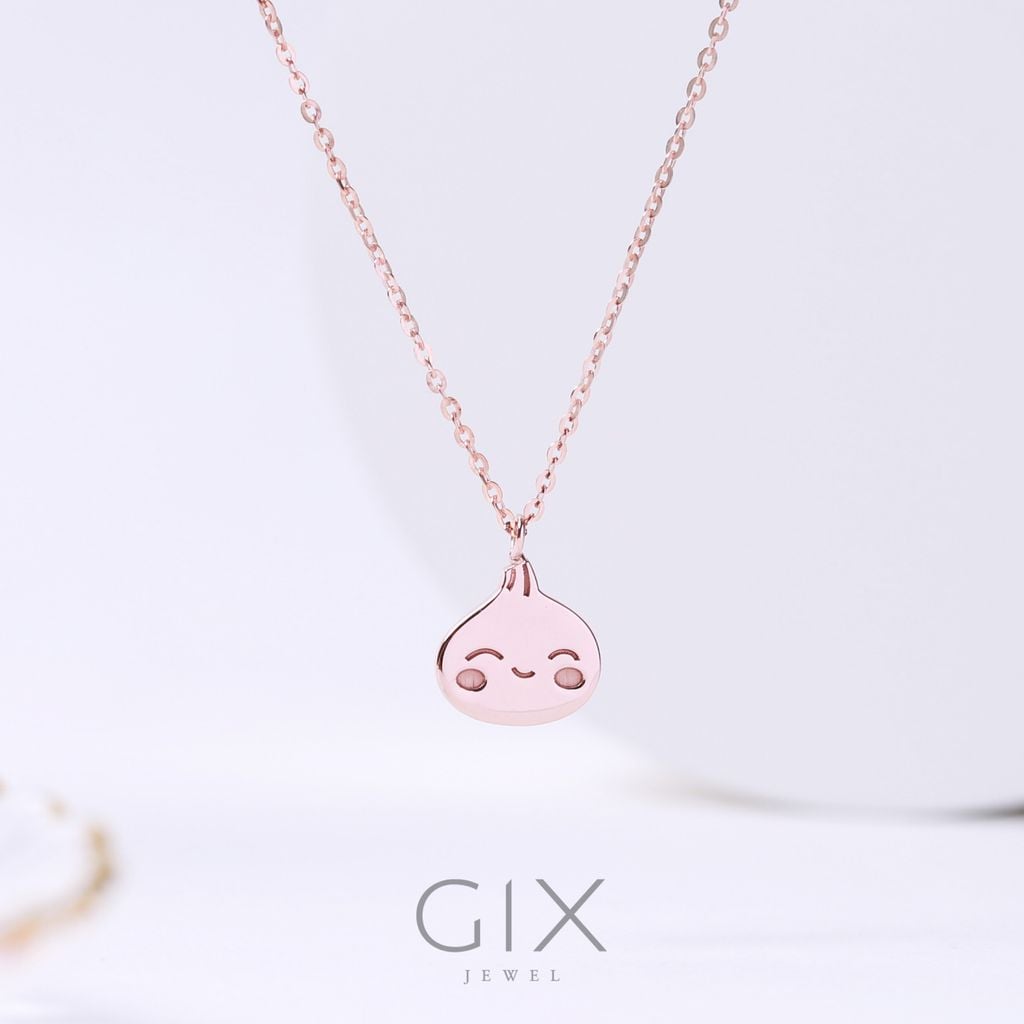 Vòng cổ cho khắc tên nam nữ theo yêu cầu hình bánh bao dễ thương Gix Jewel