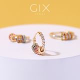  Bông tai cho u50 tòn ten vàng 18k hình tròn lớn đính đá đẹp Gix Jewel 