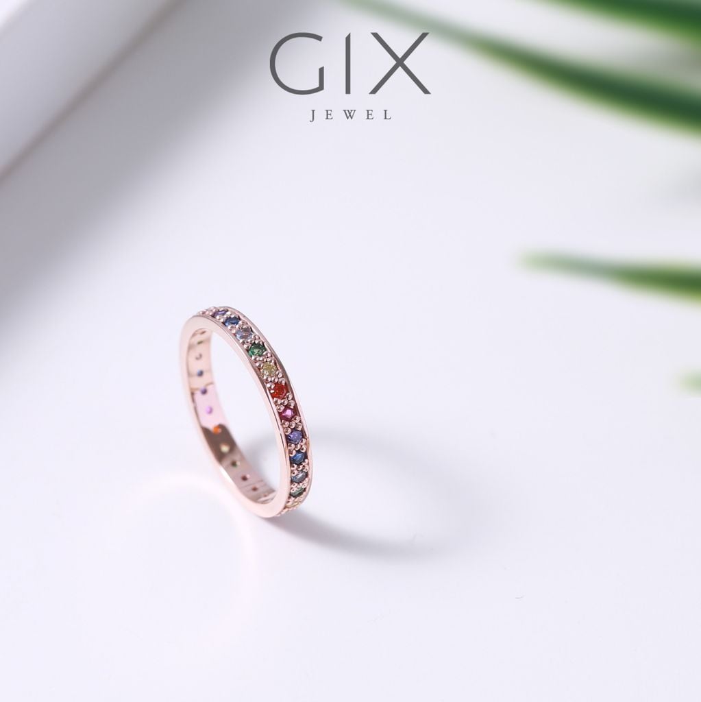 Nhẫn bạc đính đá nhiều màu Gix Jewel