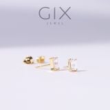  Bông tai 1 hột vàng tây bạc xi bạch kim dáng nụ đá chữ nhật 4 chấu đẹp Gix Jewel 