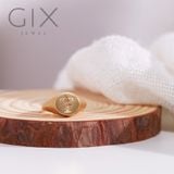  Nhẫn signet ring bạc mạ vàng đẹp khắc tên Gix Jewel 