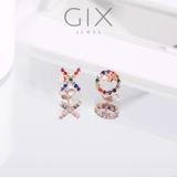  Khuyên tai nữ đẹp cá tính vàng tây 10k bạc ý 925 chữ XO đính đá đẹp giá rẻ Gix 