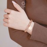  Vòng tay bạc đôi mắc xích vuông cá tính khắc chữ đeo cặp đẹp Gix Jewel 