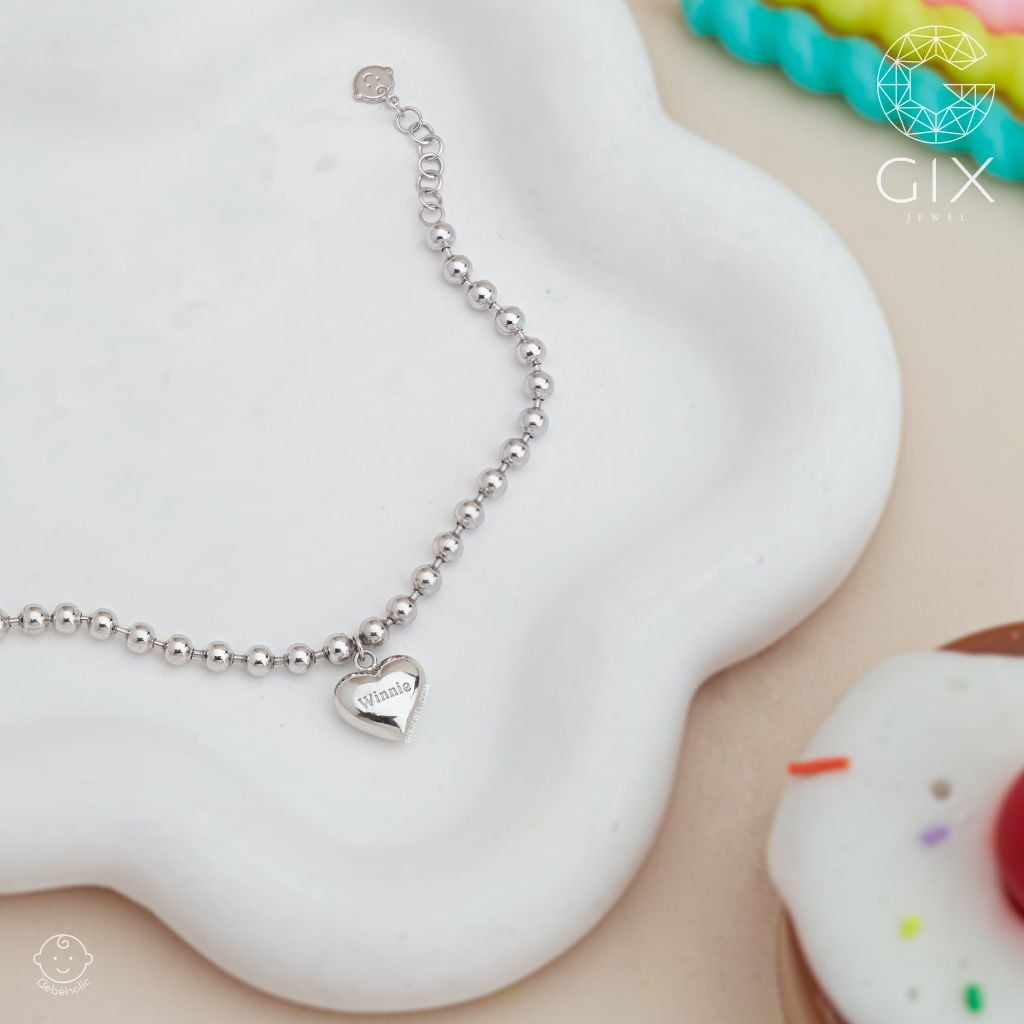  Lắc tay bạc cho bé hình trái tim Gix Jewel TBBLT31 