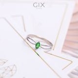  Nhẫn nữ vàng trắng & bạc nữ đẹp giá rẻ đai mảnh đính đá xanh lá đẹp Gix Jewel 