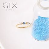  Nhẫn bạc đính đá kiểu nữ đẹp mạ vàng 18k đính đá xanh sang trọng Gix Jewelry 