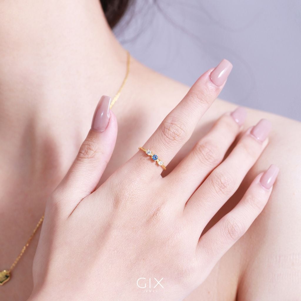 Nhẫn bạc S925 nữ cao cấp đẹp đá xanh nước biển Gix Jewel