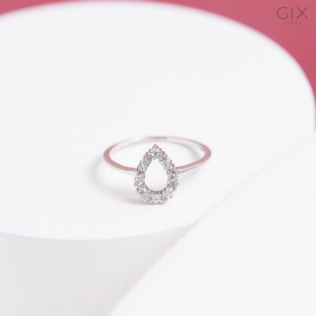 Nhẫn bạc nữ giá rẻ giọt lệ đính tấm CZ cao cấp Tphcm Gix Jewel