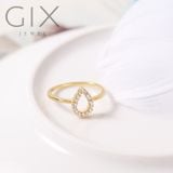  Nhẫn bạc nữ đẹp & vàng trắng đính kim cương nhân tạo hình giọt lệ đeo ngón giữa xinh Gix 