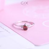  Nhẫn bạc nữ đính đá hột đỏ phong thuỷ mạ vàng 18k dưới 2 triệu Gixjewel 
