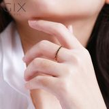  Nhẫn bạc nữ mạ vàng trắng mặt đá đen thời trang đeo đơn giản đẹp Gix Jewelry 
