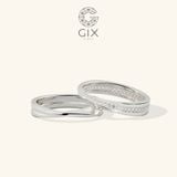  Nhẫn cưới cặp Mobius vô cực vàng trắng 18k đính kim cương hột xoàn đẹp Gix Jewel 