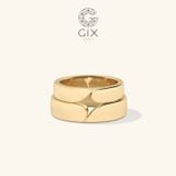  Nhẫn cặp cưới thiết kế vàng 18k trơn to khắc chữ theo tên Gix Jewel 
