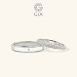  Nhẫn cưới đơn giản đẹp thiết kế riêng vàng trắng 18k đính kim cương moissanite cao cấp 