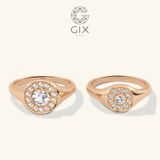  Nhẫn đôi signet bạc mạ vàng đính đá Moissanite - GCR25050107 