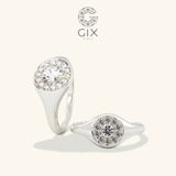  Nhẫn đôi signet bạc mạ vàng đính đá Moissanite - GCR25050107 