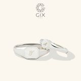  Nhẫn cưới cặp signet ring vàng 18k khắc chữ đẹp Gix Jewel - GCR25050106 