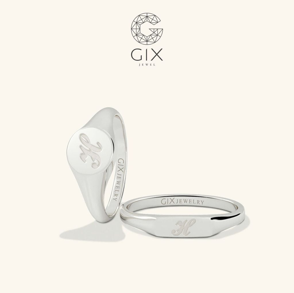 Nhẫn Cưới Độc Đáo Thiết Kế Riêng Signet Ring Khắc Chữ Gix Jewel