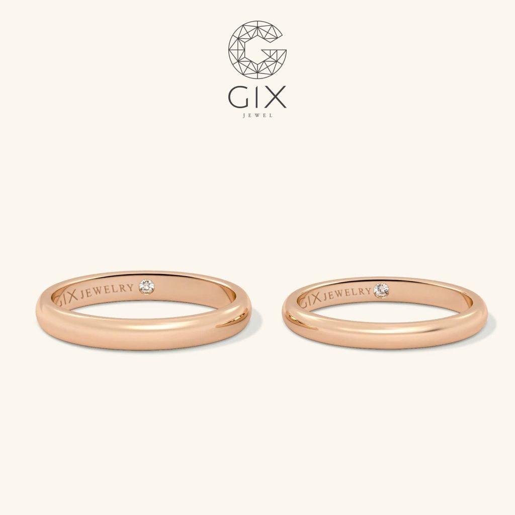  Nhẫn cưới trơn đẹp nhất vàng 18k đơn giản khắc tên theo yêu cầu Gix Jewel 