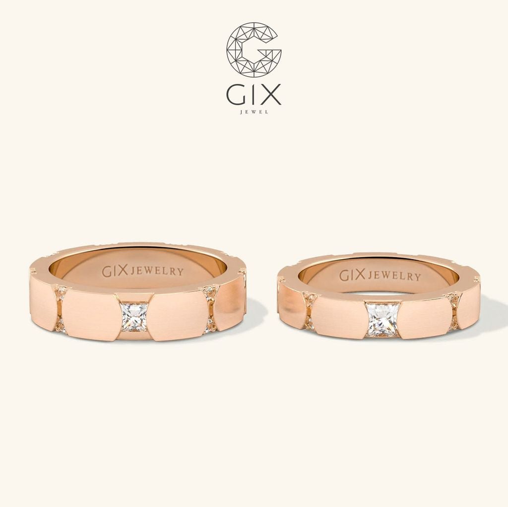 Nhẫn cưới đẹp nhất thiết kế platinum cao cấp đính kim cương - GixJewel