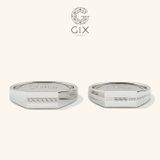  Nhẫn cưới thiết kế signet ring vàng 18k nam nữ đính đá khắc tên Gix Jewel 