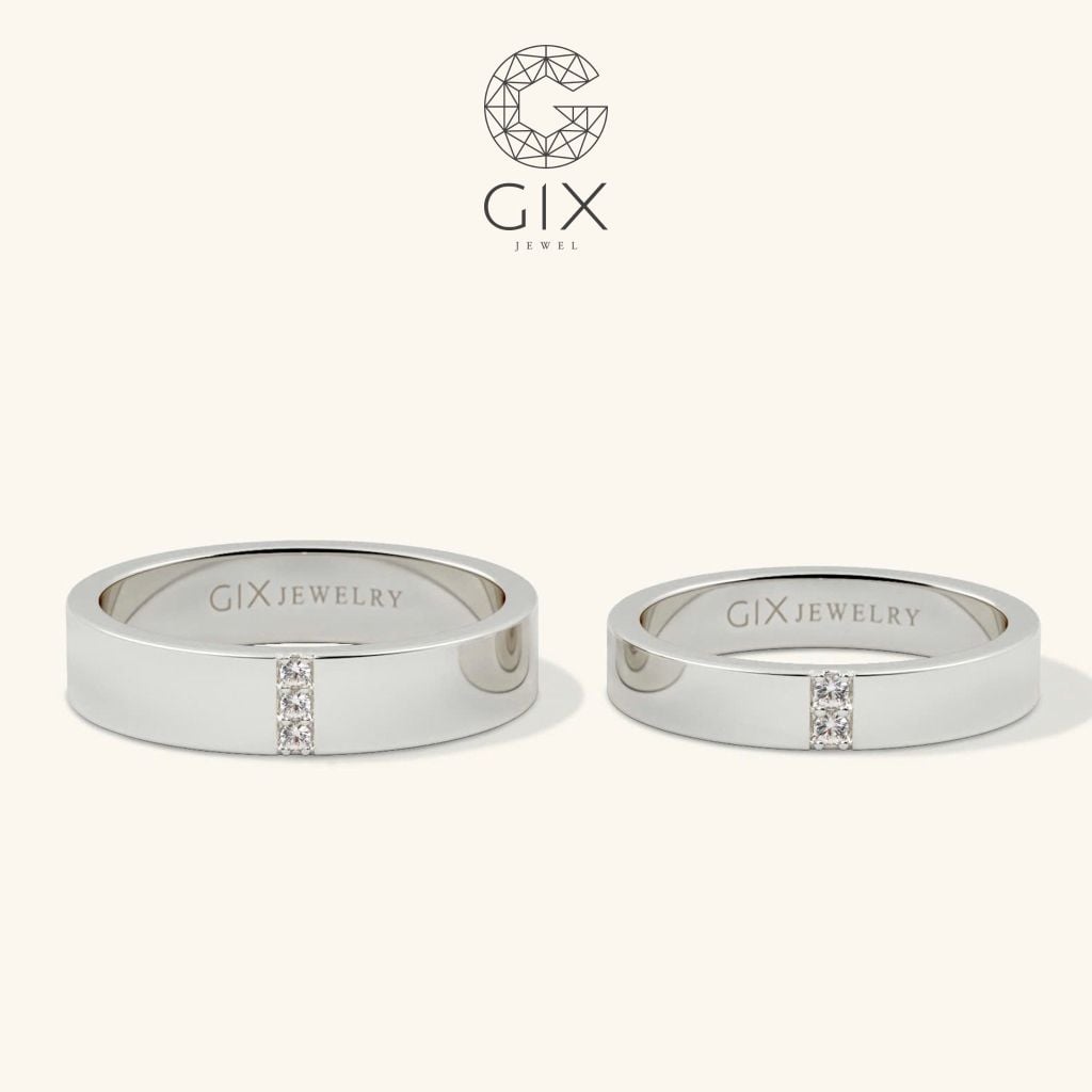 Nhẫn cưới vàng 14k in dấu vân tay đính kim cương Gix - GCR25050009