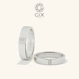  Nhẫn cưới đẹp vàng trắng ý 750 đính kim cương đơn giản kiểu mới in dấu vân tay 
