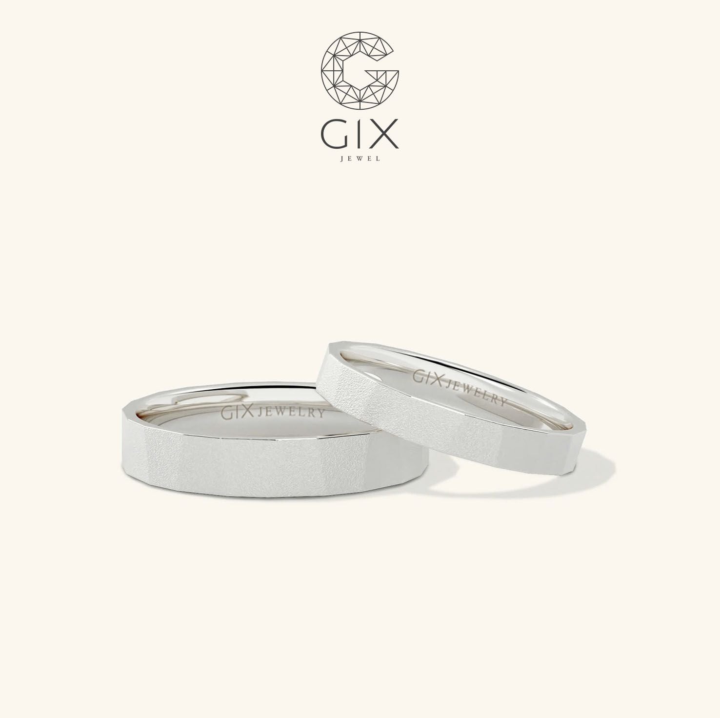 Cặp nhẫn cưới trơn đẹp nhất vàng trắng thiết kế hoa văn độc lạ Gix Jewel 