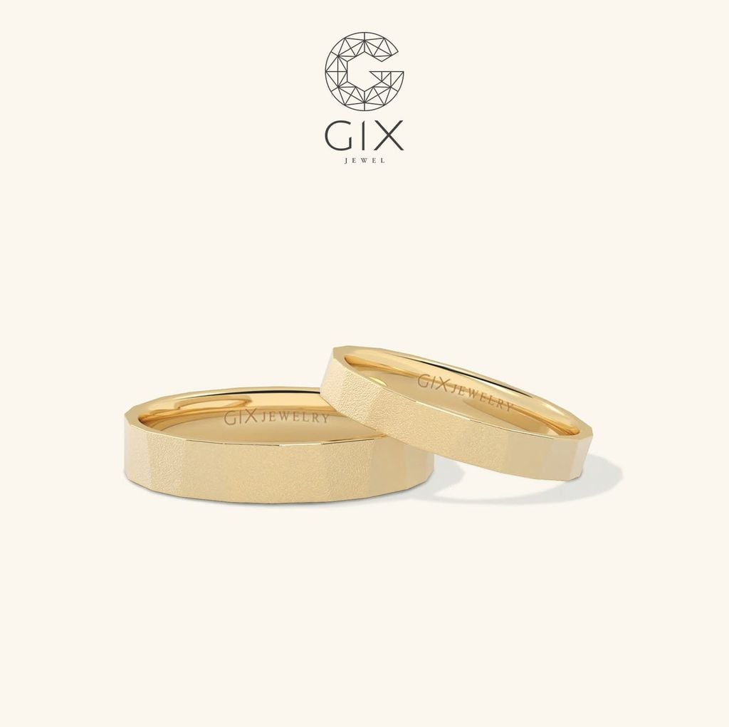  Nhẫn cưới vàng 18K trơn nhám đẹp Gixjewel - GCR25050075 