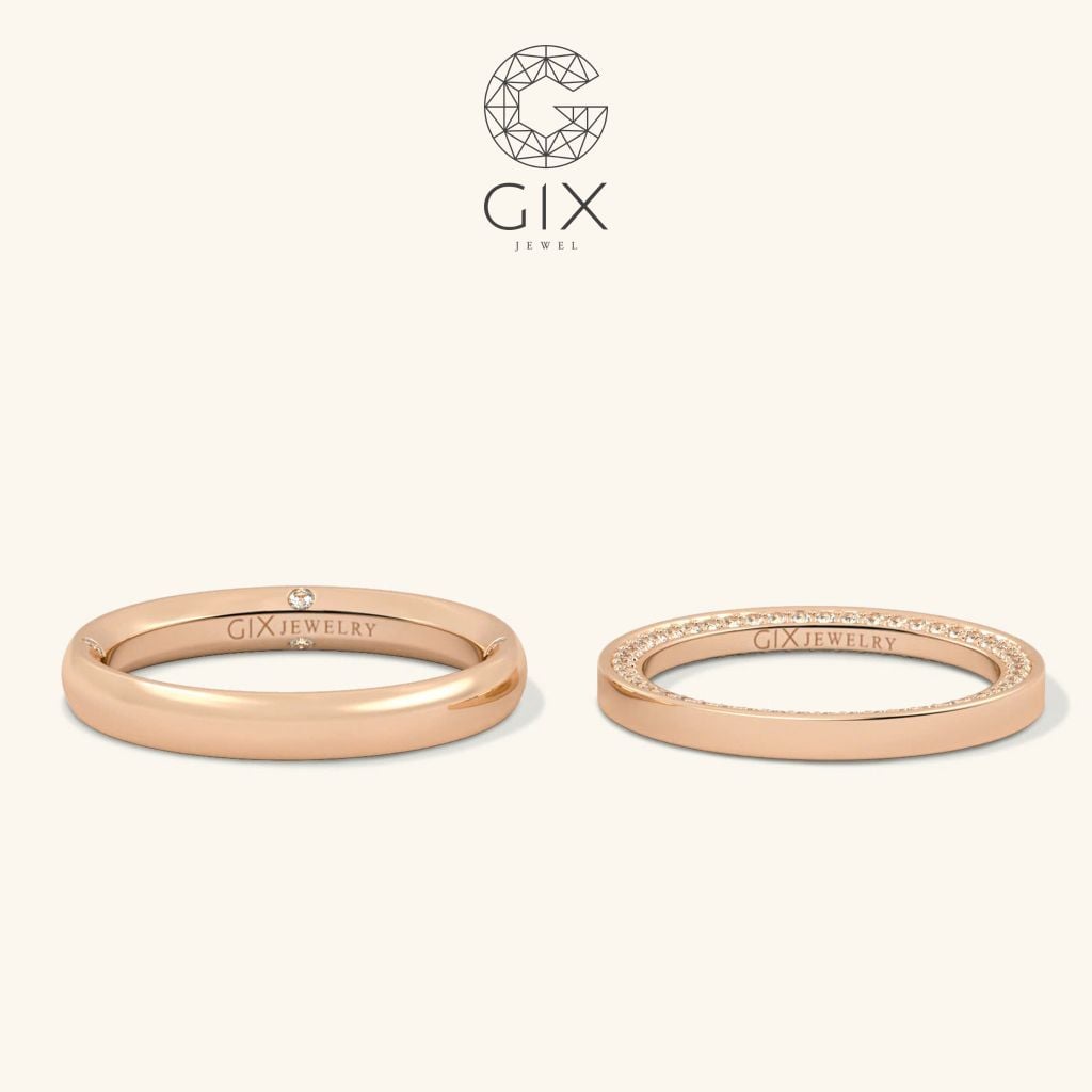 Nhẫn Cưới Kim Cương Đẹp Nhất Vàng 18k Thiết Kế Đơn Giản Sang Trọng GIX