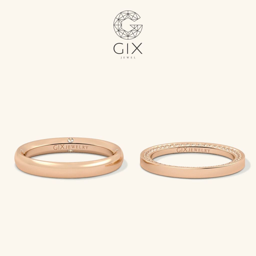 Nhẫn Cưới Vàng 14K Đính Kim Cương Cao Cấp Gix - GCR25050014
