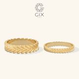  Nhẫn cặp đẹp bạc mạ vàng khắc hoa văn cành lá Gix Jewelry - GCR25050089 