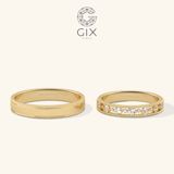  Nhẫn cưới vàng 10k đính đá tấm Moissanite đẹp Gixjewel - GCR25050098 