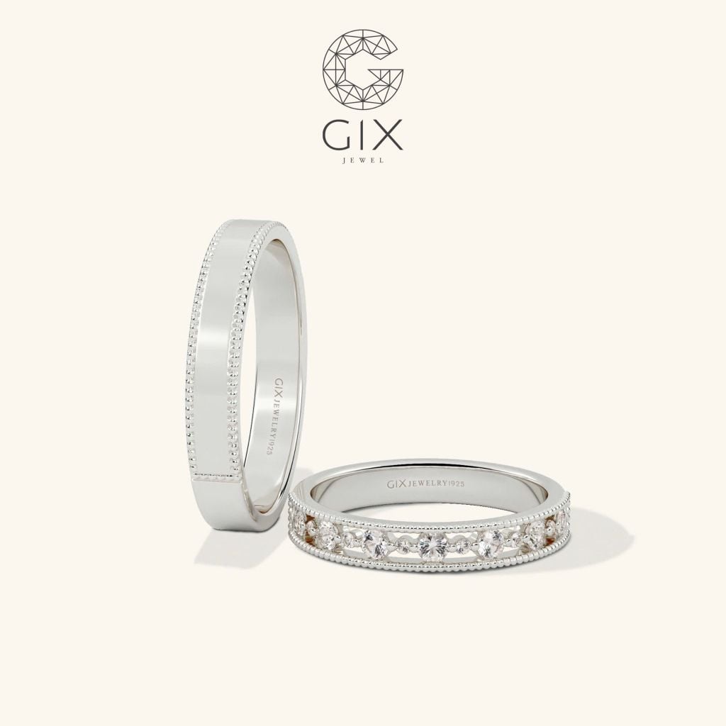 Nhẫn cưới vàng 18k đính đá Moissanite Gix Jewel - GCR25050098