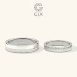  Nhẫn cưới kim cương đẹp vàng trắng bản to thiết kế khắc hoa văn Gix Jewel 