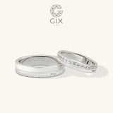  Nhẫn cưới kim cương đẹp vàng trắng bản to thiết kế khắc hoa văn Gix Jewel 