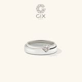  Nhẫn cưới đẹp vàng trắng ghép đôi nửa trái tim đính kim cương đẹp Gix Jewel 