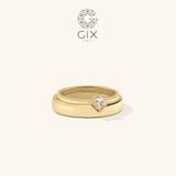  Nhẫn cưới đẹp vàng trắng ghép đôi nửa trái tim đính kim cương đẹp Gix Jewel 