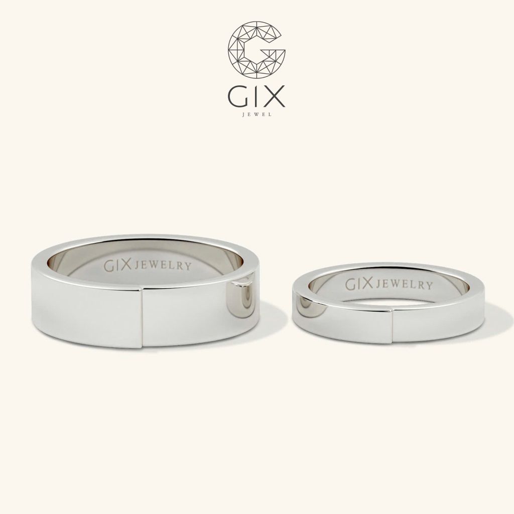 Nhẫn Cưới Vàng Tây 14k Truyền Thống Khắc Chữ Gix - GCR25050006