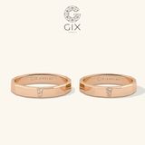  Cặp nhẫn cưới thiết kế riêng vàng tây 18k đẹp sang trọng vát cạnh gắn kim cương Gix Jewel 