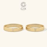  Cặp nhẫn cưới thiết kế riêng vàng tây 18k đẹp sang trọng vát cạnh gắn kim cương Gix Jewel 