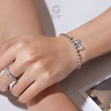  Nhẫn vàng 18k & bạc 925 nữ đính kim cương đơn giản đeo sang trọng thời trang Gix 