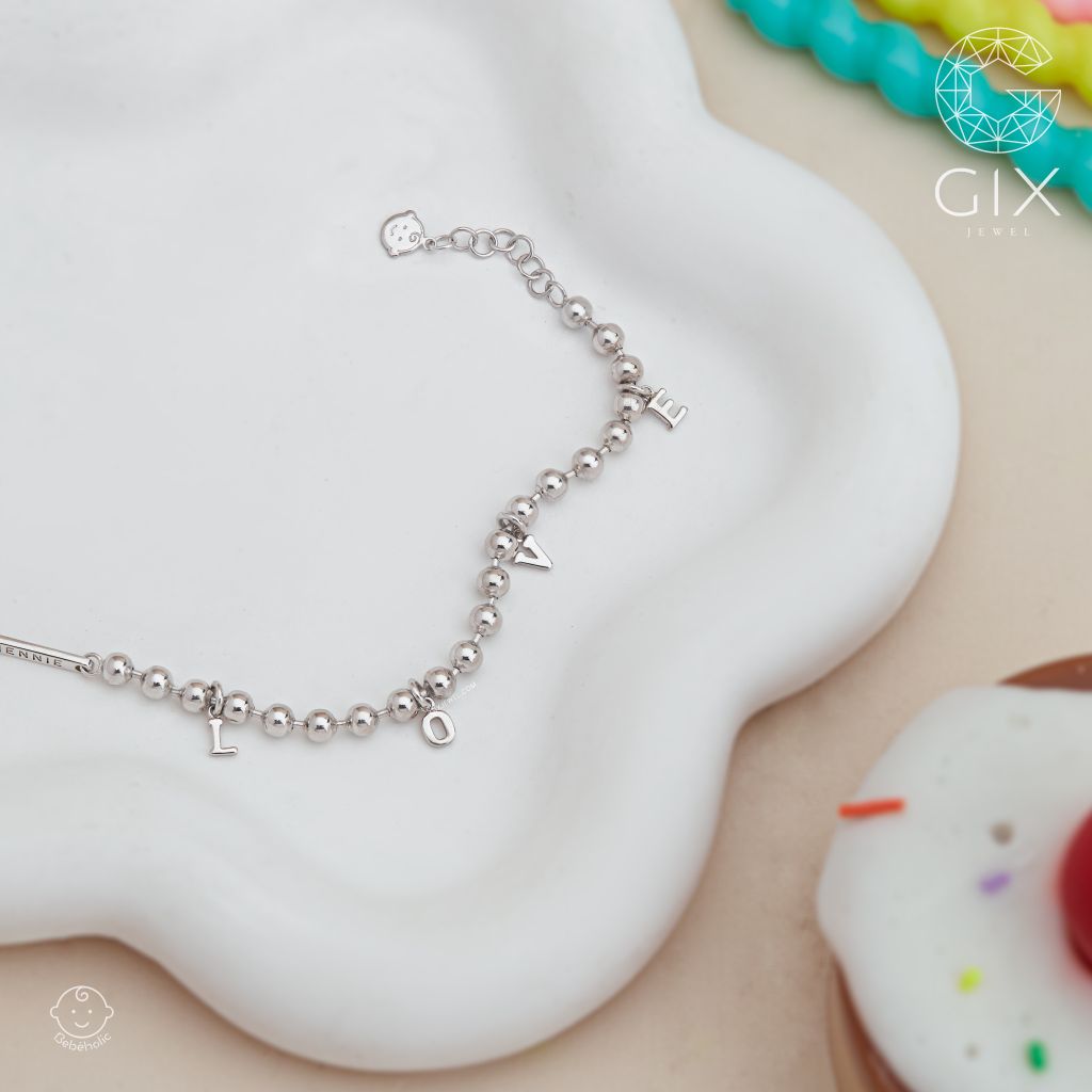  Lắc tay bạc cho bé đính đá Gix Jewel hình chữ love TBBLT32 