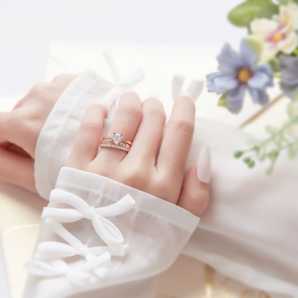  Nhẫn cầu hôn vàng tây 18k đính kim cương thiên nhiên - Only You | Gixjewel 