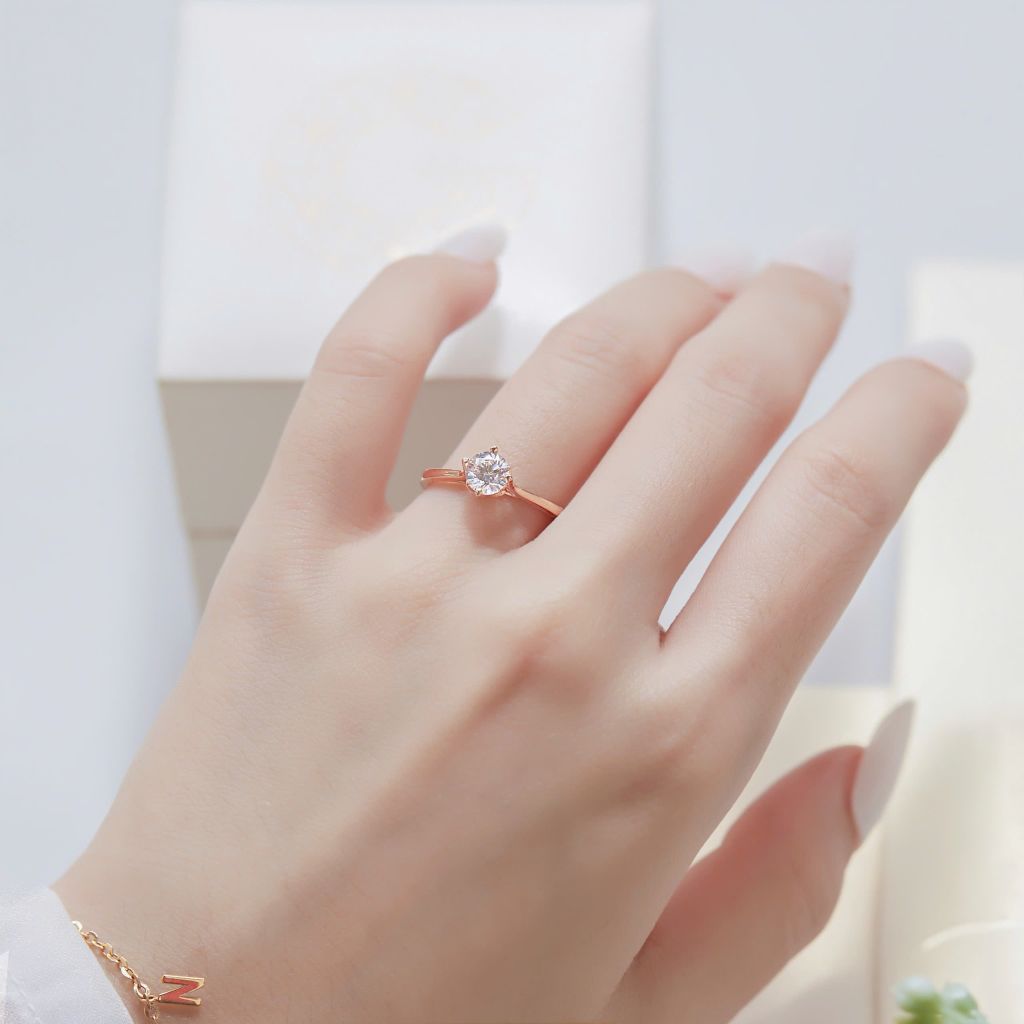  Nhẫn kim cương đính hôn vàng hồng 18k - Eterna Crown | Gix Jewelry 