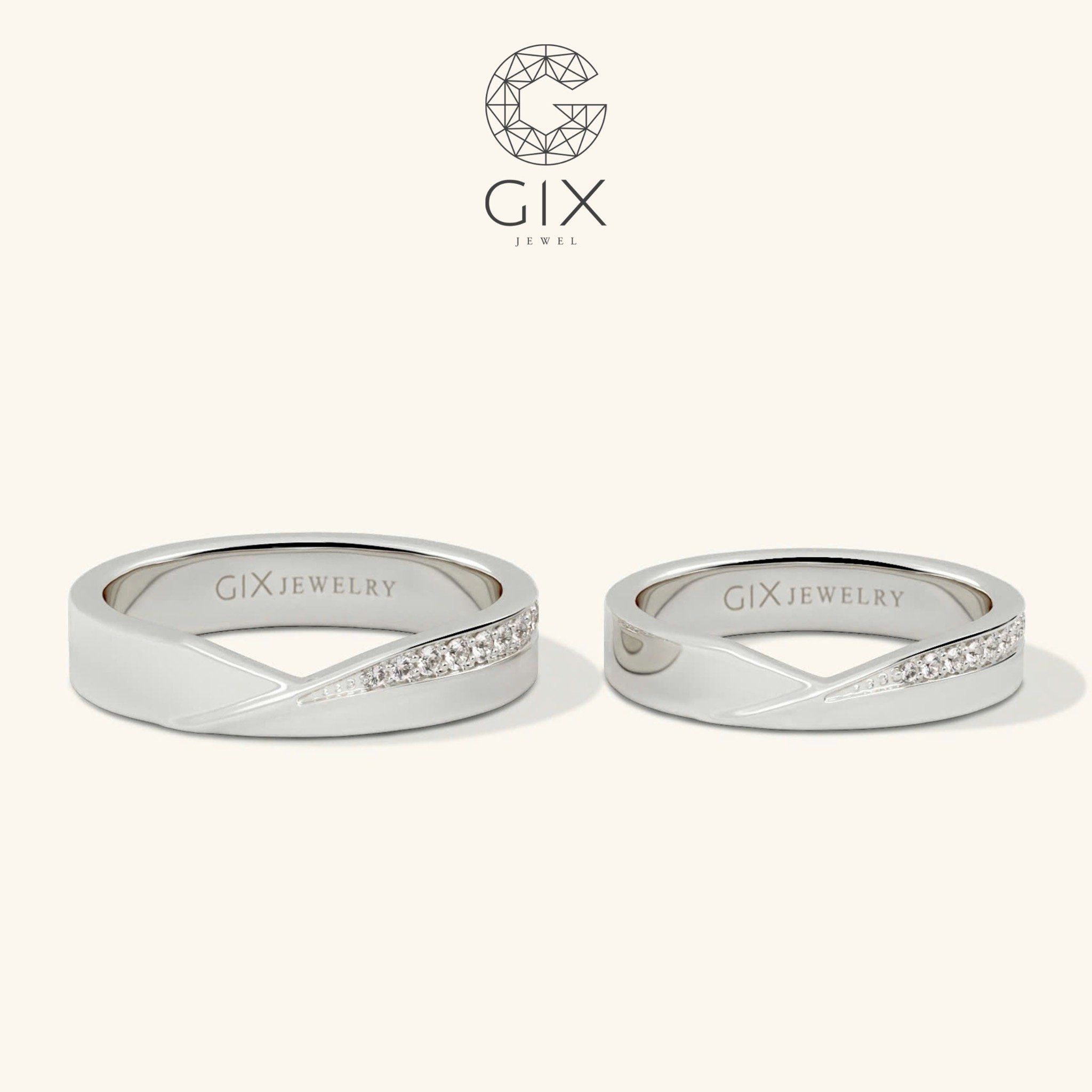  Nhẫn cưới vàng 18k bản to khắc tên Gix Jewel - GCR25050061 
