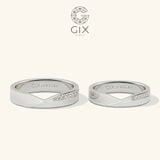  Nhẫn cưới hiện đại vàng trắng đính kim cương bản to đẹp khắc chữ Gix Jewelry 